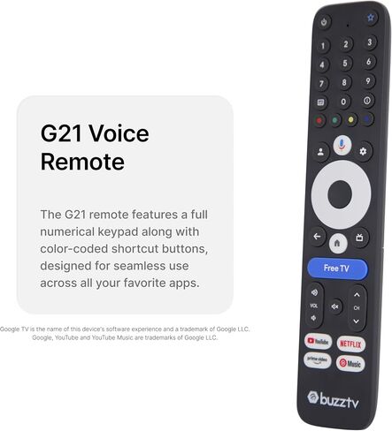 BuzzTV G-Series Google TV Set Top Box | 4GB RAM | 64GB Storage | AI Upscaling | Wi-Fi 6 | Gigabit Ethernet | Voice Remote in Kuwait