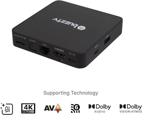 BuzzTV G-Series Google TV Set Top Box | 4GB RAM | 64GB Storage | AI Upscaling | Wi-Fi 6 | Gigabit Ethernet | Voice Remote in Kuwait