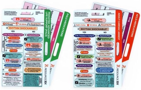 ACLS & PALS Badge Buddy 4-Card Set – Advanced Cardiovascular Life Support & Pediatric Life Support Reference Cards, EKG Reference, Emergency Algorithms for Nurses, EMT, Paramedics, ICU, ER in Kuwait