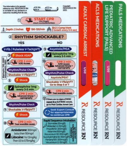 ACLS & PALS Badge Buddy 4-Card Set – Advanced Cardiovascular Life Support & Pediatric Life Support Reference Cards, EKG Reference, Emergency Algorithms for Nurses, EMT, Paramedics, ICU, ER in Kuwait