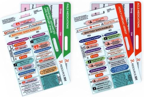 ACLS & PALS Badge Buddy 4-Card Set – Advanced Cardiovascular Life Support & Pediatric Life Support Reference Cards, EKG Reference, Emergency Algorithms for Nurses, EMT, Paramedics, ICU, ER in Kuwait