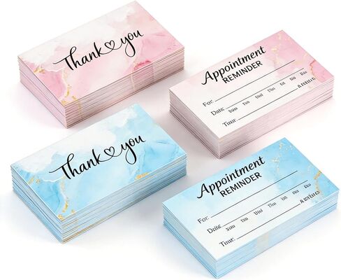 Appointment Reminder Cards, Pink & Blue Ink Style, 270 PCS, 3.5x2 Inch Thick Business Cards, for Hair Salon, Dental Office, Nail Spa, Massage, Dog Grooming in Kuwait