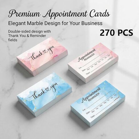 Appointment Reminder Cards, Pink & Blue Ink Style, 270 PCS, 3.5x2 Inch Thick Business Cards, for Hair Salon, Dental Office, Nail Spa, Massage, Dog Grooming in Kuwait