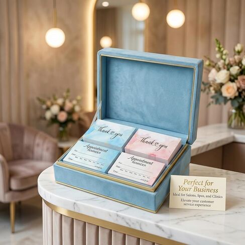 Appointment Reminder Cards, Pink & Blue Ink Style, 270 PCS, 3.5x2 Inch Thick Business Cards, for Hair Salon, Dental Office, Nail Spa, Massage, Dog Grooming in Kuwait