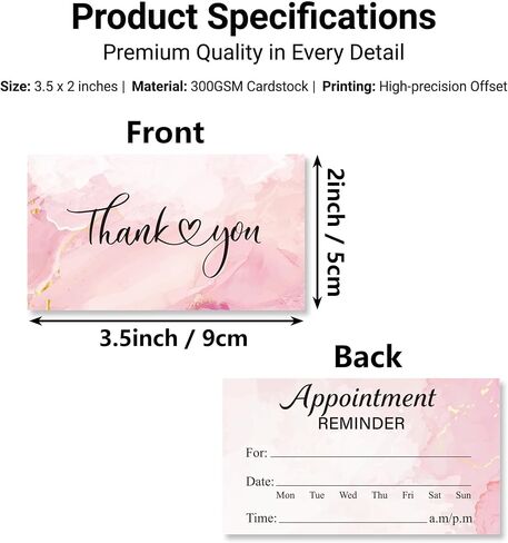 Appointment Reminder Cards, Pink & Blue Ink Style, 270 PCS, 3.5x2 Inch Thick Business Cards, for Hair Salon, Dental Office, Nail Spa, Massage, Dog Grooming in Kuwait