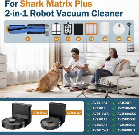UR2650WS 19 Pack Replacement Part for Shark Matrix Plus 2-in-1 Robot Vacuum Cleaner, Includes Main Brush, HEPA Filter, Side Brush, Cleaning Tool in Kuwait