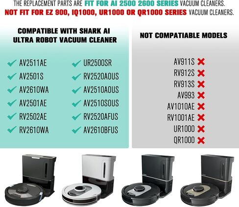 Replacement Parts for Shark AI AV2501S RV2502AE AV2501AE RV2520 AV2510 AV2511AE AV2610WA AV251WAXUS UR2500SR Robot Vacuum Cleaner Accessories Kits With Main Brush, Filters, Foam Filters, Side Brushes in Kuwait