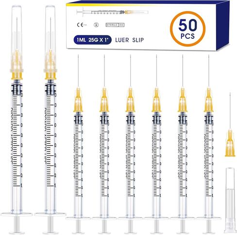 50 عبوة 3 مل من المحاقن بإبرة 23Ga مقاس 1 بوصة مع قفل Luer، عبوة مختومة بشكل فردي in Saudi Arabia