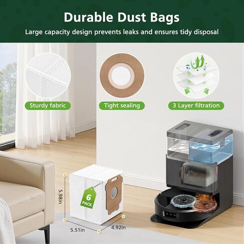 25 Pcs Replacement Parts Kit for iRobot Roomba Plus 405/505/ 505X/ 507 Combo Robot Vacuum, Accessories Include 2 Main Brush, 6 Vacuum Bags, 4 Filters, 6 Mop Pads, 6 Side Brushes, 1 Cleaning Brush in Kuwait