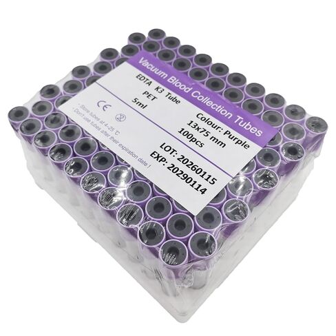 GudMedPRP Vacuum Blood Collection Tubes, Medical-Grade Sterile Tubes for Lab Phlebotomy, 100 Pcs Wrap Packaging (Plain Tube (Red), 5 mL) in Kuwait