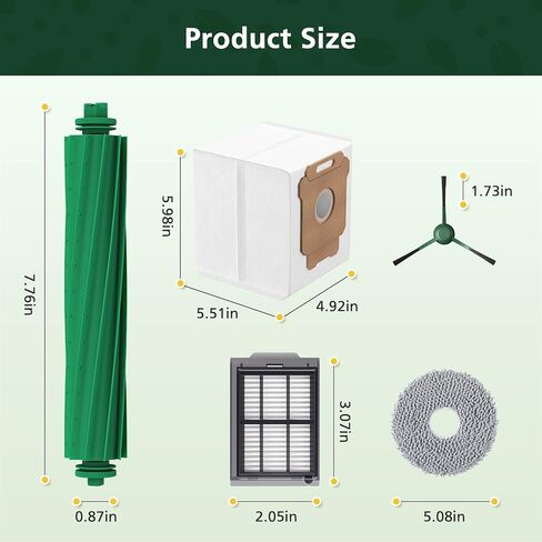 25 Pcs Replacement Parts Kit for iRobot Roomba Plus 405/505/ 505X/ 507 Combo Robot Vacuum, Accessories Include 2 Main Brush, 6 Vacuum Bags, 4 Filters, 6 Mop Pads, 6 Side Brushes, 1 Cleaning Brush in Kuwait