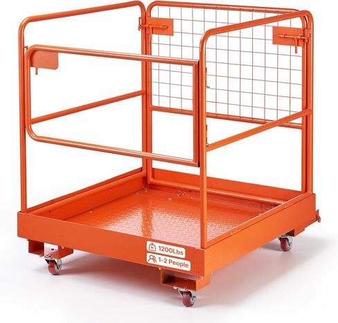 VEVOR Forklift Man Basket, 36.6 x 36.6 Inch Forklift Safety Cage with 4 Wheels, 1200 lbs Capacity Heavy Duty Work Platform, Collapsible Lift Basket Safety Set, for Most Aerial Jobs Lifting Loader in Saudi Arabia