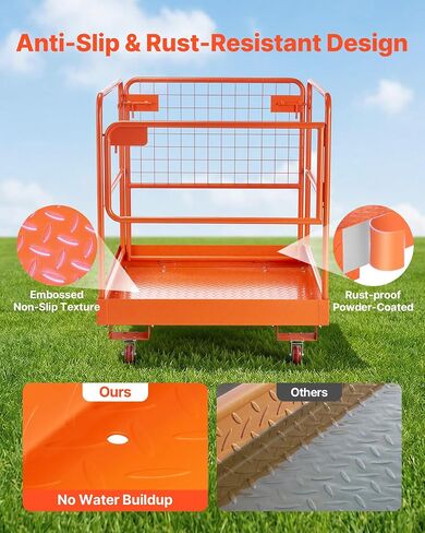 VEVOR Forklift Man Basket, 36.6 x 36.6 Inch Forklift Safety Cage with 4 Wheels, 1200 lbs Capacity Heavy Duty Work Platform, Collapsible Lift Basket Safety Set, for Most Aerial Jobs Lifting Loader in Saudi Arabia