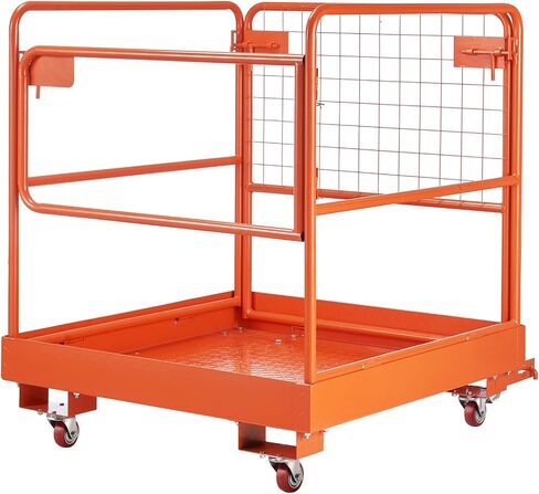 VEVOR Forklift Man Basket, 36.6 x 36.6 Inch Forklift Safety Cage with 4 Wheels, 1200 lbs Capacity Heavy Duty Work Platform, Collapsible Lift Basket Safety Set, for Most Aerial Jobs Lifting Loader in Saudi Arabia