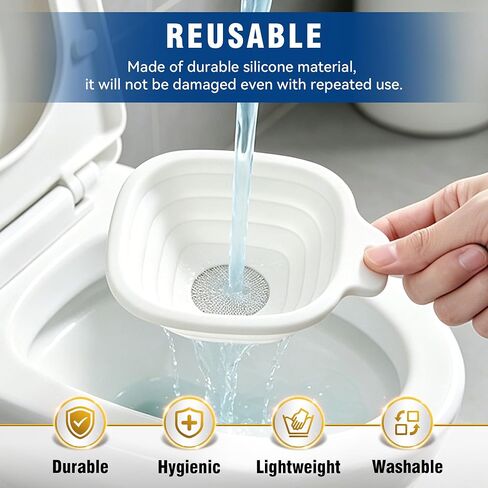 DDJ Reusable Kidney Stone Urine Strainer for Men & Women – Collapsible Silicone Funnel with 40 Mesh Stainless Steel Filter, Portable Urine Catcher for Kidney Stone Collection, Travel Pouch Included in Kuwait