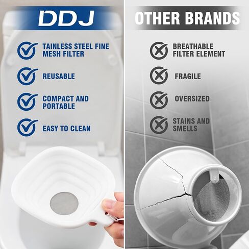 DDJ Reusable Kidney Stone Urine Strainer for Men & Women – Collapsible Silicone Funnel with 40 Mesh Stainless Steel Filter, Portable Urine Catcher for Kidney Stone Collection, Travel Pouch Included in Kuwait