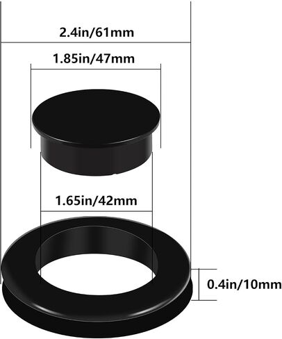 2 Pieces Silicone Patio Table Umbrella Hole Ring Plug and Cap Set for Outdoors Patio Garden Table Deck Yard, 2inch(Black) in Kuwait