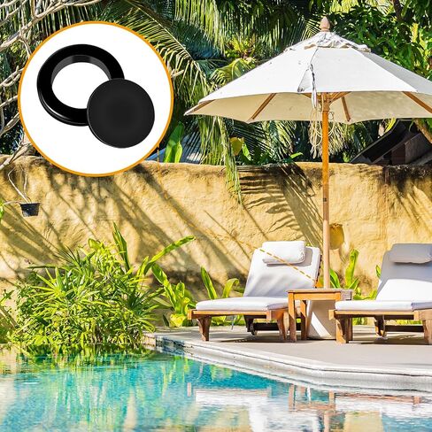 2 Pieces Silicone Patio Table Umbrella Hole Ring Plug and Cap Set for Outdoors Patio Garden Table Deck Yard, 2inch(Black) in Kuwait