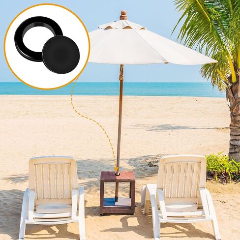 2 Pieces Silicone Patio Table Umbrella Hole Ring Plug and Cap Set for Outdoors Patio Garden Table Deck Yard, 2inch(Black) in Kuwait