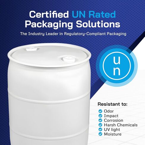 Air Sea Containers - 55 Gallon Drum Closed-Head UN Rated Poly Drum with Screw Cap & Rubber Ring - for Industrial, Commercial & Overseas Use in Kuwait