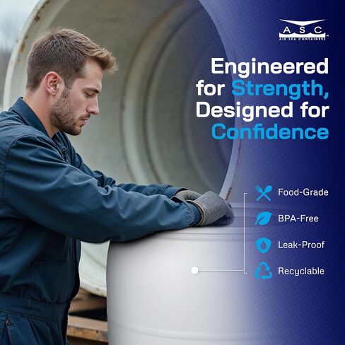 Air Sea Containers - 55 Gallon Drum Closed-Head UN Rated Poly Drum with Screw Cap & Rubber Ring - for Industrial, Commercial & Overseas Use in Kuwait