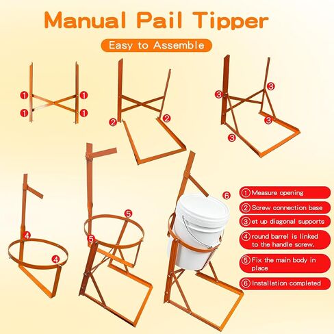Manual Pail Tipper for 5 Gallon, Easy to Assemble, 70 LBS Paint Gallon Pourer, Safe Pouring, Non-Spill Pouring Equipment for Paint Mixing, Honey in Kuwait