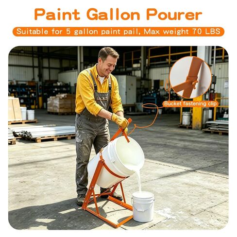 Manual Pail Tipper for 5 Gallon, Easy to Assemble, 70 LBS Paint Gallon Pourer, Safe Pouring, Non-Spill Pouring Equipment for Paint Mixing, Honey in Kuwait