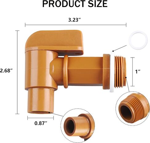3/4" Polyethylene Drum Faucet for 5-55 Gallon Barrels Chemical Resistant Spigot Brown Barrel Faucet for Steel Plastic Drum by LUCKEG 6pcs in Kuwait