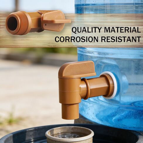 3/4" Polyethylene Drum Faucet for 5-55 Gallon Barrels Chemical Resistant Spigot Brown Barrel Faucet for Steel Plastic Drum by LUCKEG 6pcs in Kuwait
