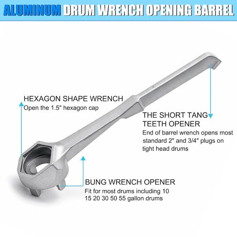 3 Pack Aluminum Bung Wrench, Professional Drum Plug Wrench Barrel Opener Tool for Opening 10 15 20 30 50 55 Gallon Drum, Fits 2 Inch and 3/4 Inch Bung Caps in Kuwait
