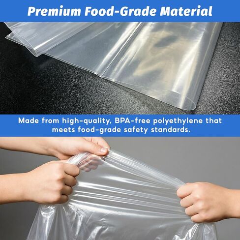 55 Gallon Clear Plastic Drum Liners, Heavy Duty Poly Pail Liner Bags, Large Food Grade Storage Bags for Food Storage, Vegetable Marinating and Brining (5 Pack) in Kuwait
