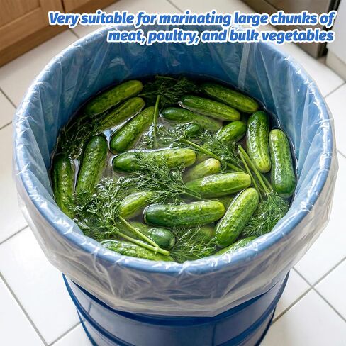 55 Gallon Clear Plastic Drum Liners, Heavy Duty Poly Pail Liner Bags, Large Food Grade Storage Bags for Food Storage, Vegetable Marinating and Brining (5 Pack) in Kuwait