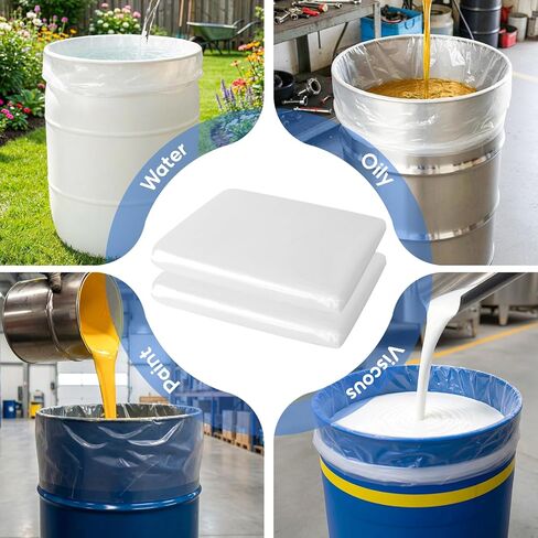55 Gallon Clear Plastic Drum Liners, Heavy Duty Poly Pail Liner Bags, Large Food Grade Storage Bags for Food Storage, Vegetable Marinating and Brining (5 Pack) in Kuwait