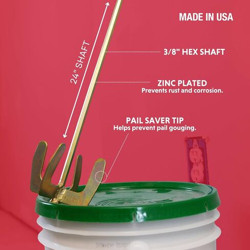 Mini Boomerang Mixer w/Pail Saver – Advance Equipment MFG Co. | Mixes 1+ Gallon of Mud, Paint, Mortar & More | Compact & Durable | Model BR38 | 100+ Years Family Owned USA Made in Kuwait