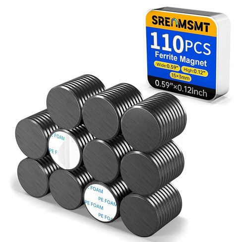 Ceramic Magnets, 110 Pack Strong Round Magnets with Adhesive Backing, Small Magnet for Crafts, Home, Office, Workshop, Whiteboard, Fridge.(0.7'' x 0.12'' / 18 x 3mm) in Kuwait