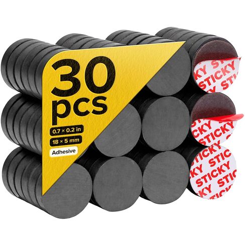 Strong Ceramic Round Small Magnets (0.7x0.2/18x5mm, 10 pcs) - Heavy Duty Magnets, Non-Corrosive, High Thermal Resistance, Versatile for Home, Office, Workshop, Whiteboard, Fridge and Hobby Use in Kuwait