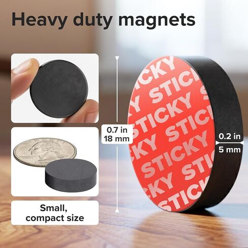 Strong Ceramic Round Small Magnets (0.7x0.2/18x5mm, 10 pcs) - Heavy Duty Magnets, Non-Corrosive, High Thermal Resistance, Versatile for Home, Office, Workshop, Whiteboard, Fridge and Hobby Use in Kuwait