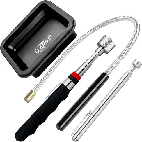 LETINE 4 Pack Magnetic Pickup Tool Set with Telescoping Magnet Tools, Flexible Bendable Pick-Up Stick, Collapsible Magnetic Parts Tray for Garage, Workshop, Repair - Blue in Kuwait