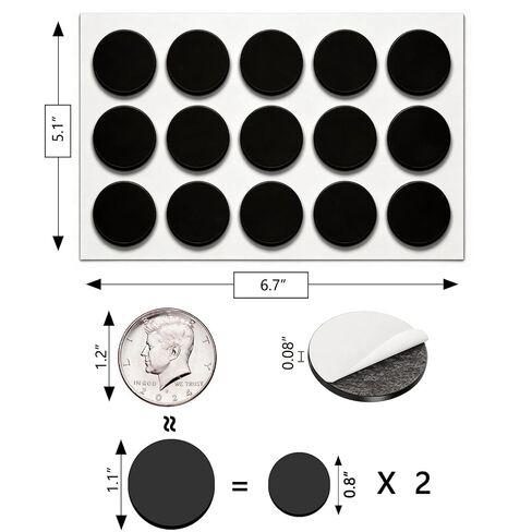 Strong Adhesive Flexible Magnets (15 PCS, 1.1" x 0.08") - Sticky Magnetic Dots for Fridge, Whiteboard, DIY Crafts, Artwork & Photo - Safe & Low Strength Magnets, Perfect for Light Small Objects Only in Kuwait