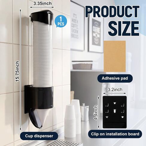 Roshtia Cone Cup Dispenser, Pull-Type Cups Dispenser Holds up to 200 Pcs 3-4.5 oz Cone Cups, Premium Reinforced Plastic Cup Holder Rack, Easy Install for Restaurants, Home, Office, Kitchen, Fast Food in Kuwait
