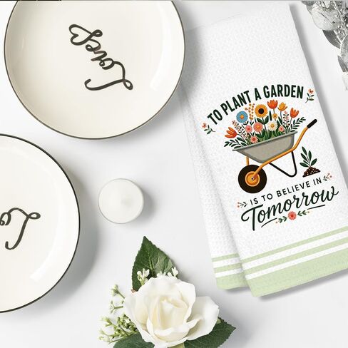 Gardening Kitchen Towel Gifts for Women, Gifts for Plant Lovers, Plant Lady Mom Birthday Gift, Housewarming New Home Gift, To Plant a Garden Is to Believe in Tomorrow Decorative Towel 16 x 24 in Kuwait