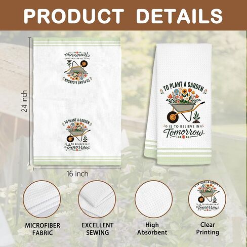 Gardening Kitchen Towel Gifts for Women, Gifts for Plant Lovers, Plant Lady Mom Birthday Gift, Housewarming New Home Gift, To Plant a Garden Is to Believe in Tomorrow Decorative Towel 16 x 24 in Kuwait