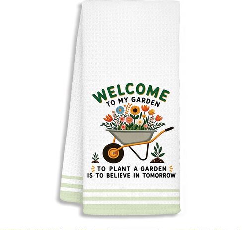Welcome to My Garden Kitchen Towel, Gardening Gifts for Women, Gifts for Plant Lovers, Plant Lady Mom Birthday Gift, Housewarming New Home Gift, Decorative Kitchen Towel, 16 x 24 Inch in Kuwait