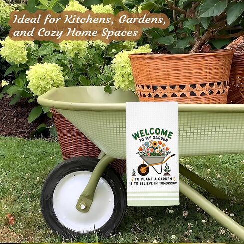 Welcome to My Garden Kitchen Towel, Gardening Gifts for Women, Gifts for Plant Lovers, Plant Lady Mom Birthday Gift, Housewarming New Home Gift, Decorative Kitchen Towel, 16 x 24 Inch in Kuwait