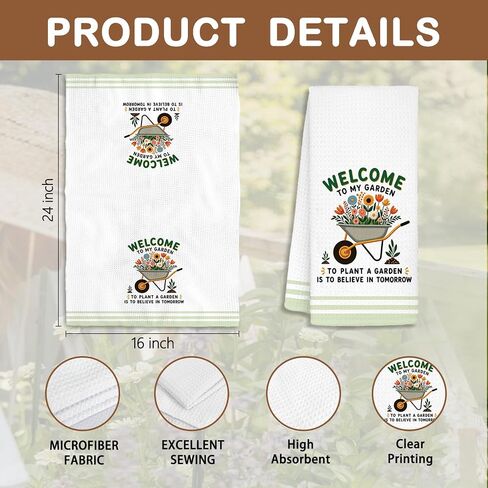 Welcome to My Garden Kitchen Towel, Gardening Gifts for Women, Gifts for Plant Lovers, Plant Lady Mom Birthday Gift, Housewarming New Home Gift, Decorative Kitchen Towel, 16 x 24 Inch in Kuwait