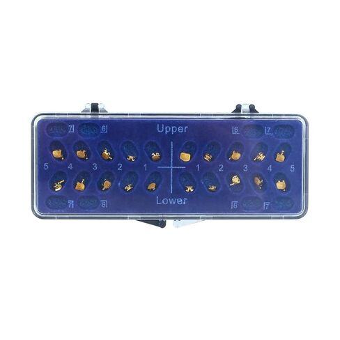 20Pcs Orthodontic Mesh Base Gold-Plated Metal Brackets 022 Roth #3#4#5 with Hook (Roth 022 with 3 4 5 Hook) in Kuwait