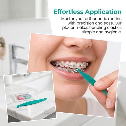 PAGOW 100pcs Colorful Elastic Braces Rubber Band Placer, 2.32inch Plastic Rubber Band Hooks Removers, Disposable Dental Placer Hook Pusher Tools for Travel Men Women Clear Aligners - Multicolor in Kuwait