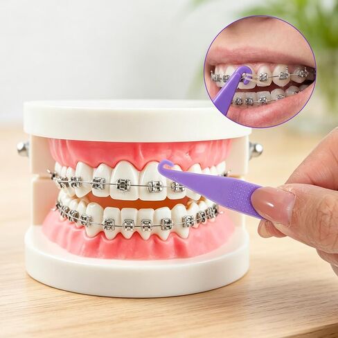 100 Pcs Braces Rubber Band Tool, Colorful Elastic Dental Placer, Disposable Rubber Bands Placer for Women, Men in Kuwait