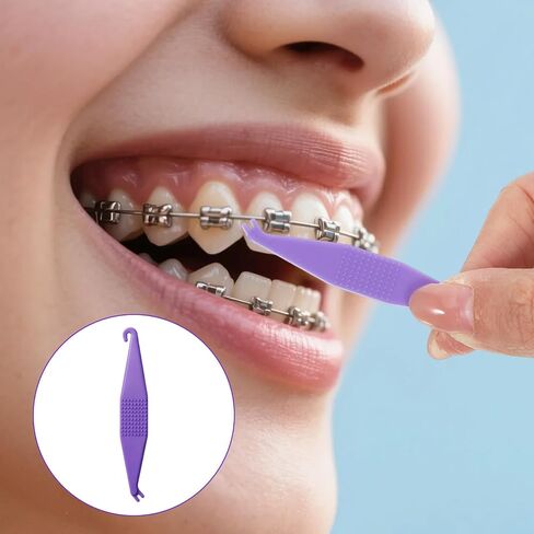 100 Pcs Braces Rubber Band Tool, Colorful Elastic Dental Placer, Disposable Rubber Bands Placer for Women, Men in Kuwait