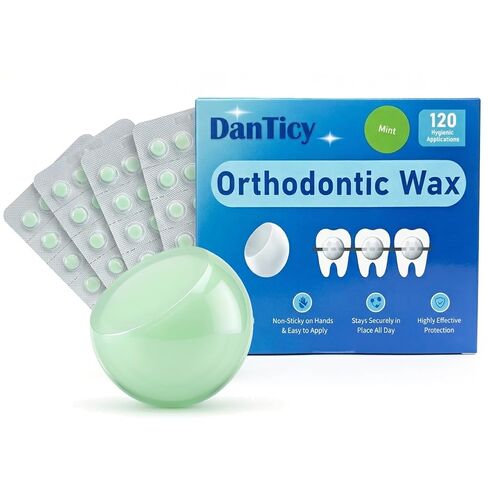 DanTicy Orthodontic Wax for Braces, Dental Wax, Pre-Cut Bowl Shape Dental Strips, No Kneading Required, Individually Wrapped, 120 Count, Strawberry, Pink in Kuwait